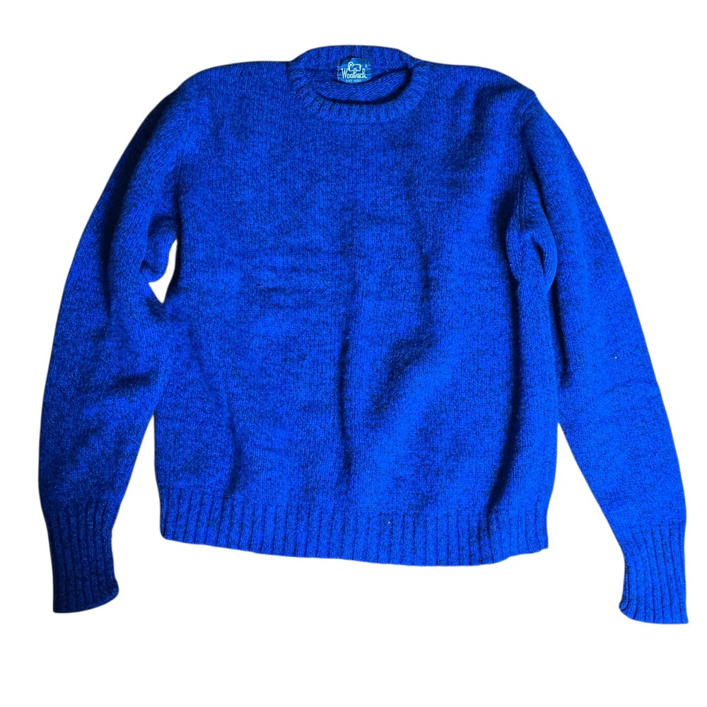 Woolrich Vintage‎ Mens Blue Marled Wool Blend Crewneck Sweater Pullover XL
